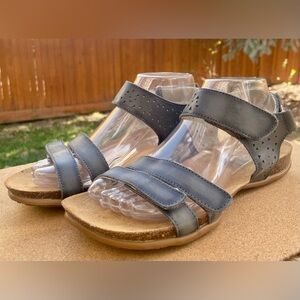 NEW Propet Farrah Blue Leather Adjustable Strap Comfort Sandals. Size 8 Wide 2E